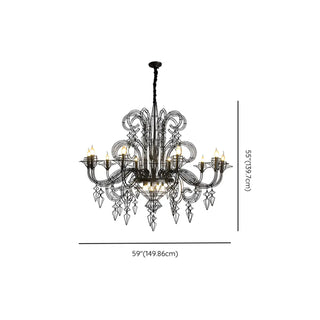 ZOWALA - Large Black Metal Hollowed Living Room Candle Chandelier Image - 11