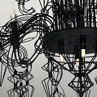 ZOWALA - Large Black Metal Hollowed Living Room Candle Chandelier Image - 8