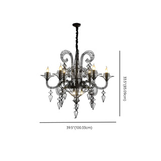 ZOWALA - Large Black Metal Hollowed Living Room Candle Chandelier #size