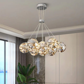ZOWALA - Mirrored Glass Smoke Grey Living Room Bubble Chandelier Image - 1