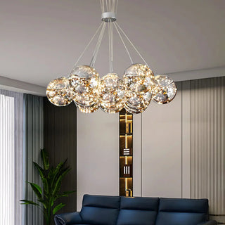 ZOWALA - Mirrored Glass Smoke Grey Living Room Bubble Chandelier Image - 2
