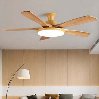 ZOWALA - Modern Wood LED Ceilg Fan Light Image - 2