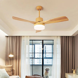 Modern Down Rod Wooden 3 Blade LED Ceiling Fan Light Zawala Image - 1