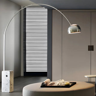 Chrome Dome Modern Arc Floor Lamp with Marble Base Zawala Image - 1
