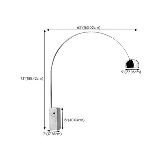 Chrome Dome Modern Arc Floor Lamp with Marble Base Zawala #size