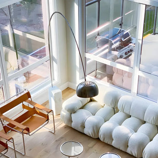 Chrome Dome Modern Arc Floor Lamp with Marble Base Zawala Image - 3