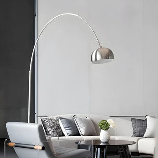 Chrome Dome Modern Arc Floor Lamp with Marble Base Zawala Image - 4