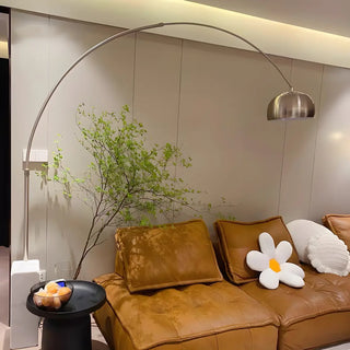 Chrome Dome Modern Arc Floor Lamp with Marble Base Zawala Image - 5
