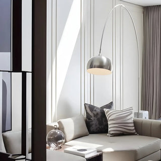 Chrome Dome Modern Arc Floor Lamp with Marble Base Zawala Image - 7