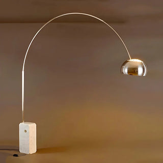 Chrome Dome Modern Arc Floor Lamp with Marble Base Zawala Image - 9