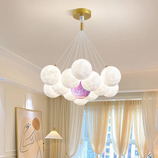 ZOWALA - Moon Purple Planet Resin Living Room Bubble Chandelier Image - 1