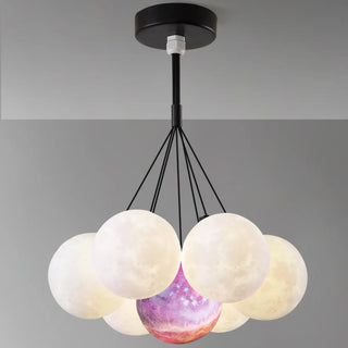 ZOWALA - Moon Purple Planet Resin Living Room Bubble Chandelier Image - 23