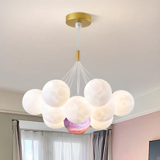 ZOWALA - Moon Purple Planet Resin Living Room Bubble Chandelier Image - 28