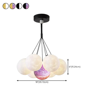 ZOWALA - Moon Purple Planet Resin Living Room Bubble Chandelier #size