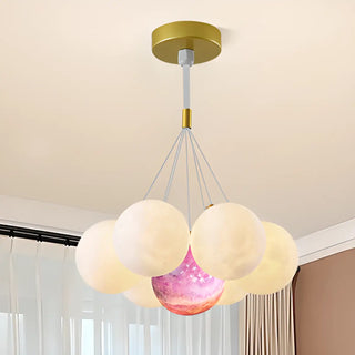 ZOWALA - Moon Purple Planet Resin Living Room Bubble Chandelier Image - 3