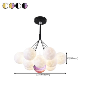 ZOWALA - Moon Purple Planet Resin Living Room Bubble Chandelier Image - 30