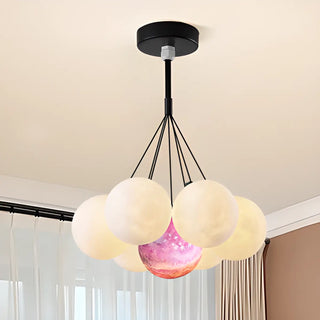 ZOWALA - Moon Purple Planet Resin Living Room Bubble Chandelier Image - 6