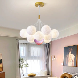 ZOWALA - Moon Purple Planet Resin Living Room Bubble Chandelier Image - 7