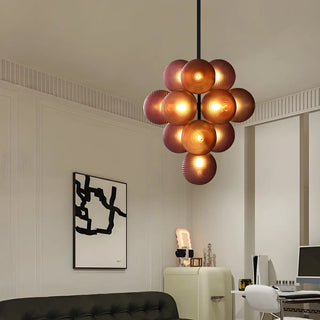 ZOWALA - Modern Ribbed Glass Cluster Grape Chandelier Image - 1