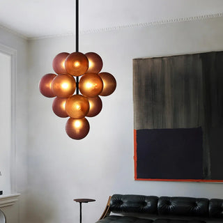 ZOWALA - Modern Ribbed Glass Cluster Grape Chandelier Image - 2