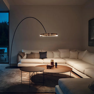 Elegant Circular LED Ring and Arched Floor Lamp Zawala Image - 1