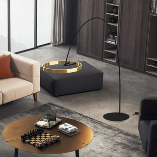 Elegant Circular LED Ring and Arched Floor Lamp Zawala Image - 5