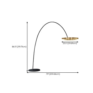 Elegant Circular LED Ring and Arched Floor Lamp Zawala Image - 9