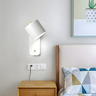Adjustable Modern Grey Cylinder Bedside Wall Sconce Zawala Image - 1