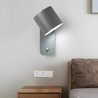 Adjustable Modern Grey Cylinder Bedside Wall Sconce Zawala Image - 2