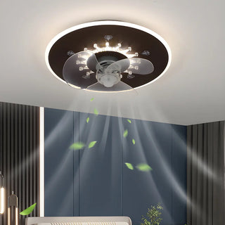 Minimalist Round Flush Mount Ceiling Fan with Light Zawala Image - 20