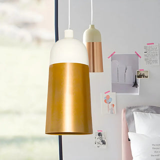 ZOWALA - Modern Two-Tone Gold and White Cylinder Pendant Light Image - 2