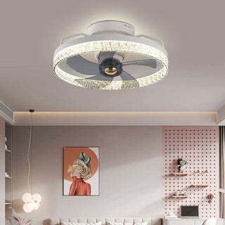 Elegant Round 5 Grey Blade Modern Ceiling Fan Light Zawala Image - 2