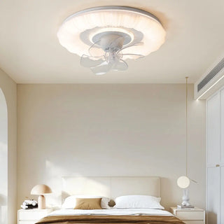ZOWALA - Simple White Round Cloud Modern LED Ceiling Fan Light Image - 1