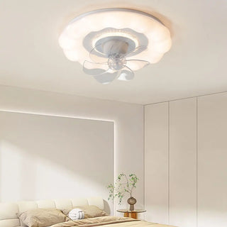 ZOWALA - Simple White Round Cloud Modern LED Ceiling Fan Light Image - 2