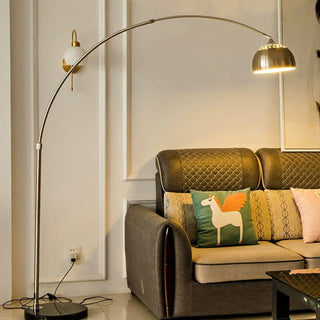 Adjustable Height Sliver Modern Arched Floor Lamp Zawala Image - 1