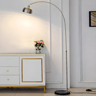 Adjustable Height Sliver Modern Arched Floor Lamp Zawala Image - 12