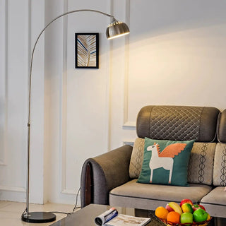 Adjustable Height Sliver Modern Arched Floor Lamp Zawala Image - 2