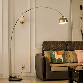 Adjustable Height Sliver Modern Arched Floor Lamp Zawala Image - 4