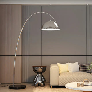 Adjustable Height Chrome Dome and Arc Floor Lamp Zawala Image - 1