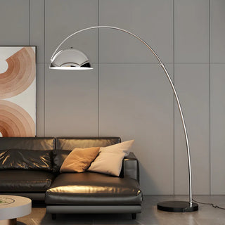 Adjustable Height Chrome Dome and Arc Floor Lamp Zawala Image - 12