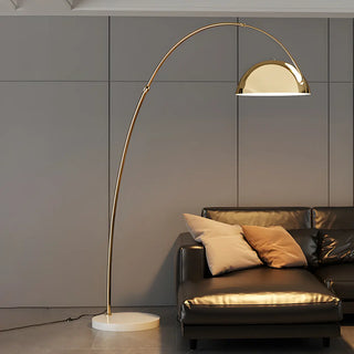Adjustable Height Chrome Dome and Arc Floor Lamp Zawala Image - 3