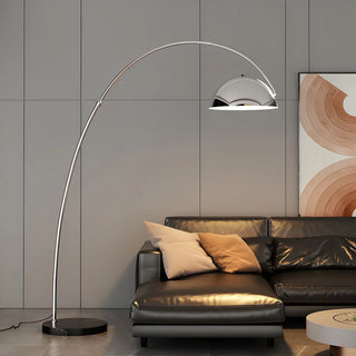 Adjustable Height Chrome Dome and Arc Floor Lamp Zawala Image - 4