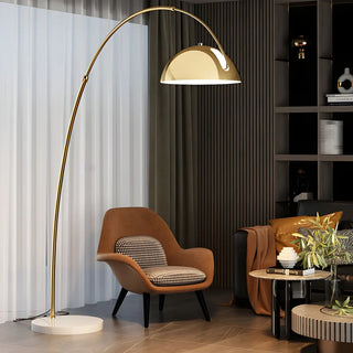 Adjustable Height Chrome Dome and Arc Floor Lamp Zawala Image - 6