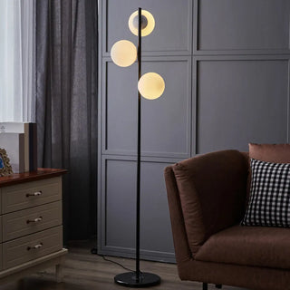 3-Light Globe Gold Stand and Marble Base Floor Lamp Zawala Image - 2