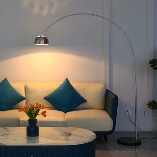 Chrome Finish Modern Arc and Dome Metal LED Floor Lamp Zawala Image - 1