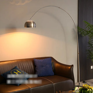 Chrome Finish Modern Arc and Dome Metal LED Floor Lamp Zawala Image - 2