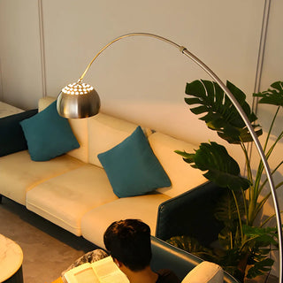 Chrome Finish Modern Arc and Dome Metal LED Floor Lamp Zawala Image - 4