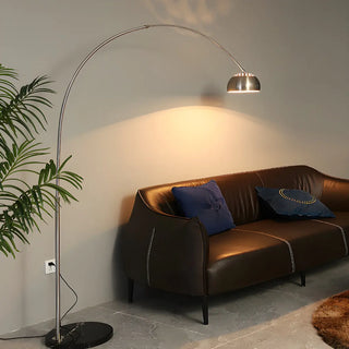 Chrome Finish Modern Arc and Dome Metal LED Floor Lamp Zawala Image - 5
