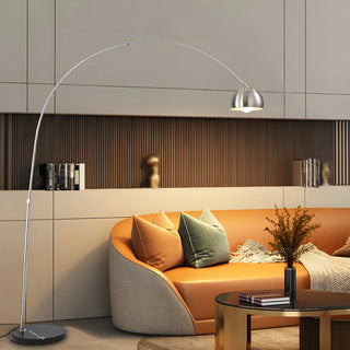 Chrome Finish Modern Arc and Dome Metal LED Floor Lamp Zawala Image - 6