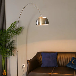 Chrome Finish Modern Arc and Dome Metal LED Floor Lamp Zawala Image - 7